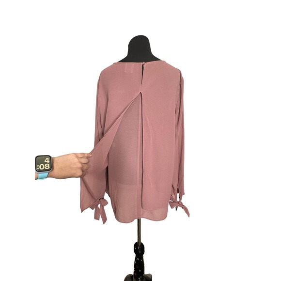 Anne Klein rusty pink long sleeves layered blouse size M - Picture 6 of 11